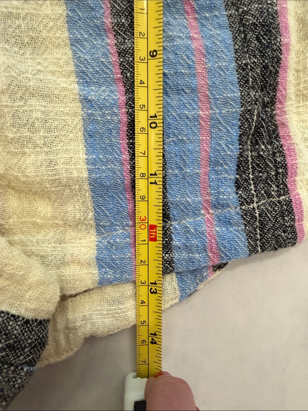 Free People Striped Cotton Drawstring Shorts Blue Cream X - Picture 10 of 10